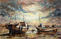 N°1927-Chalutiers à marée basse
